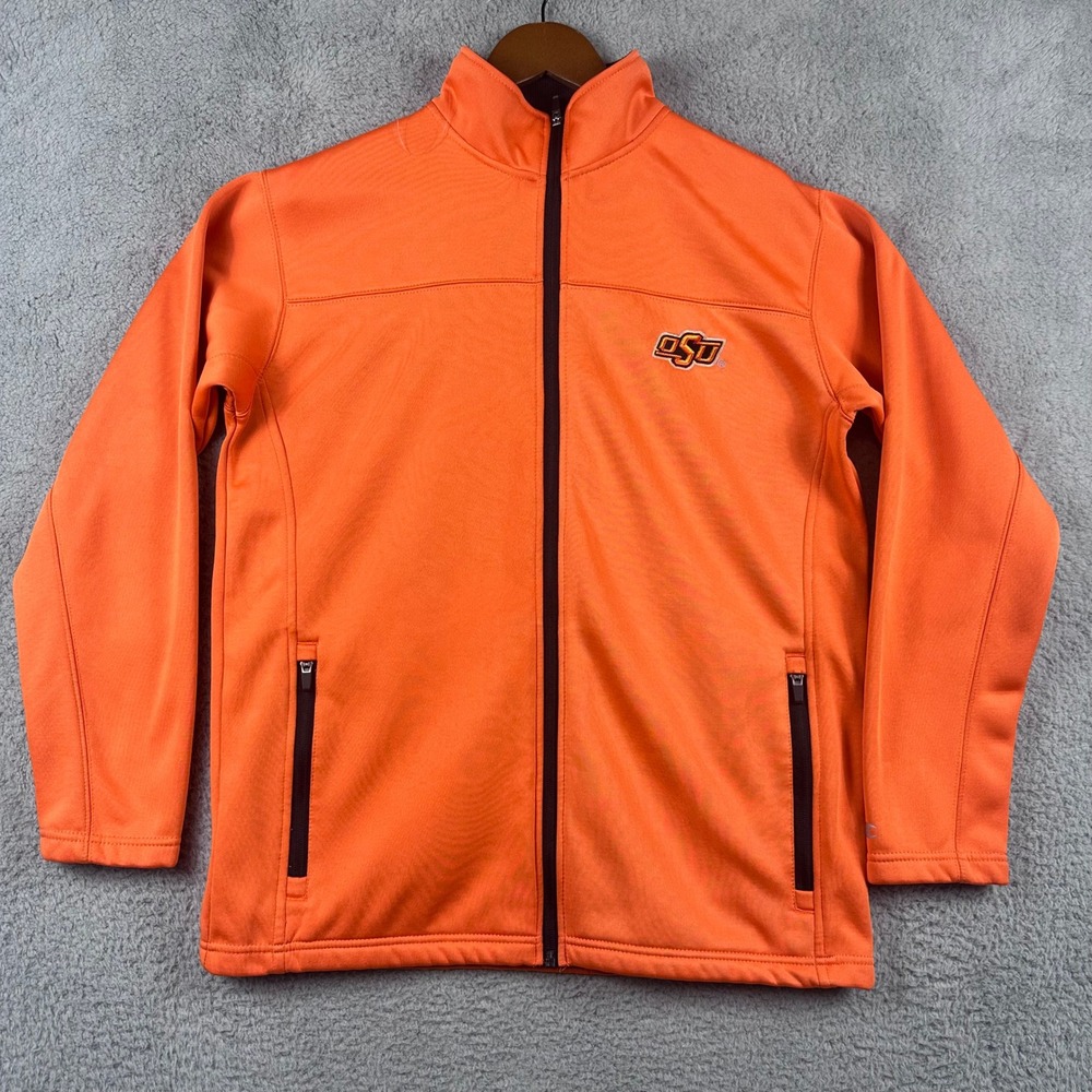 Oklahoma State OSU Cowboys Mens Jacket Medium Champion Full Zip Orange Fleece
